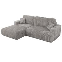 ECKSOFA OVO L Hellgrau Cord - Links Seite - Hellgrau/Schwarz, Kunststoff/Textil (271/195cm) - MKS