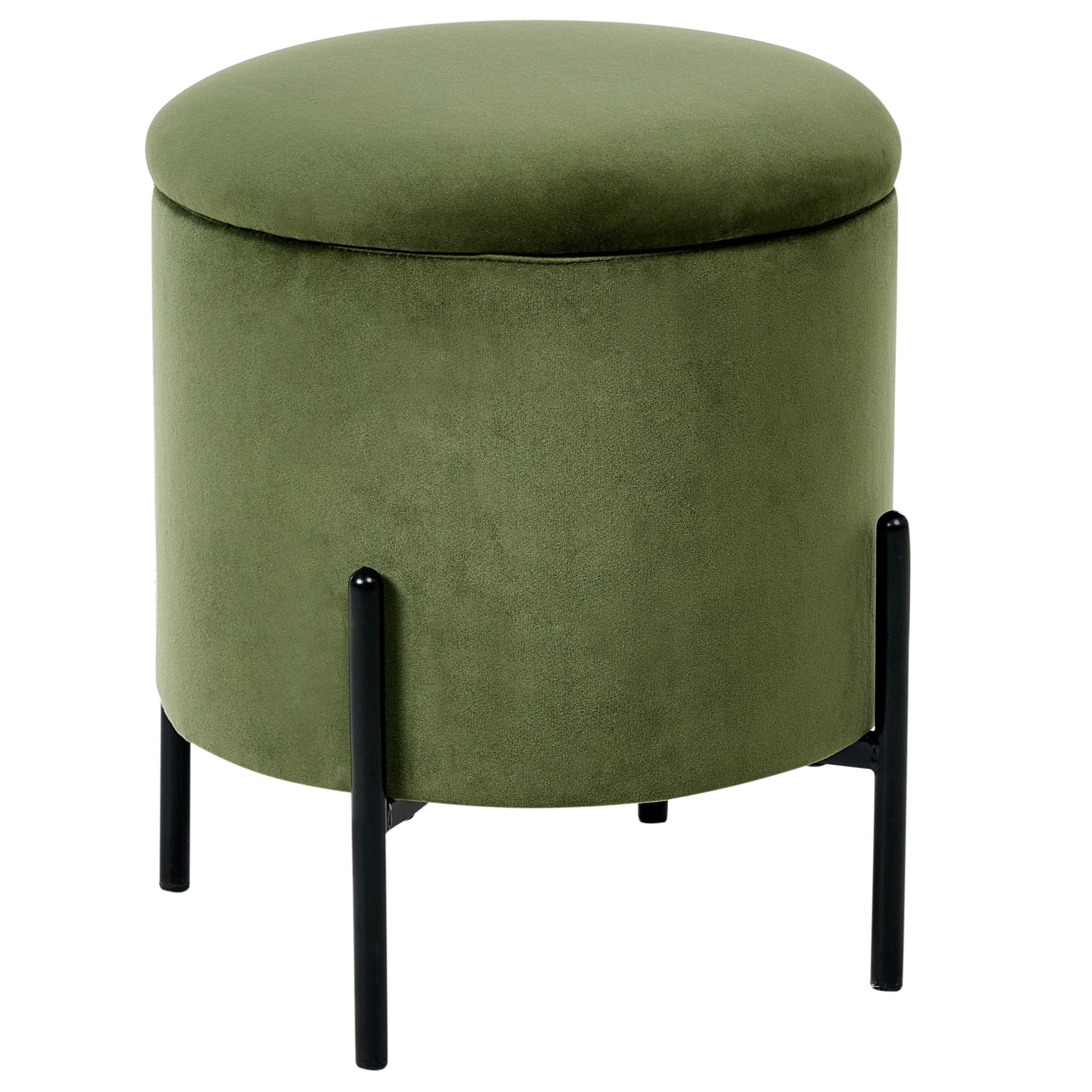 POUF Dunkelgrün Wenona - Dunkelgrün/Schwarz, Textil (37/40/37cm) - Beliani