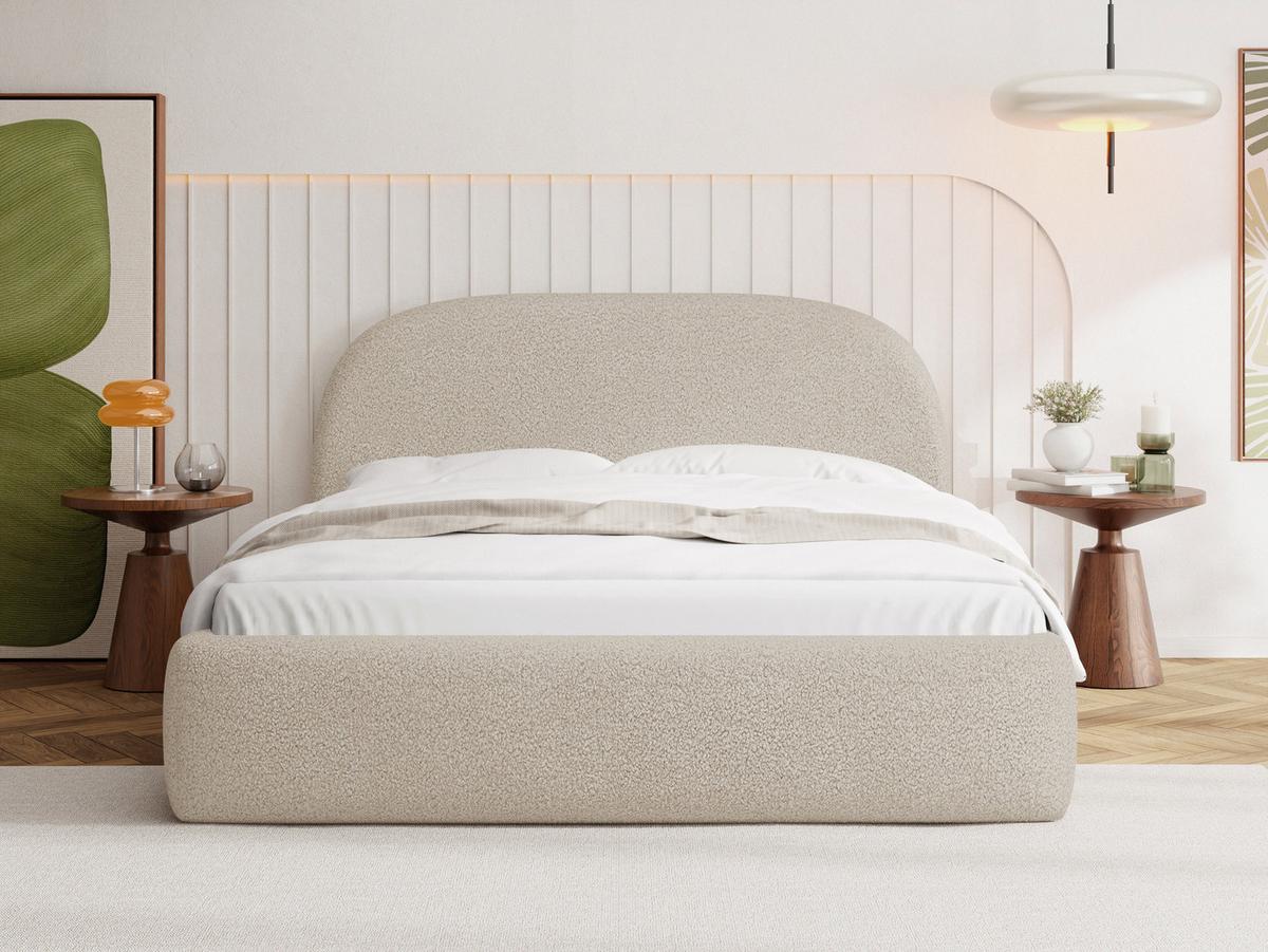 POLSTERBETT Puro mit Bettkasten, Beige Boucle 140 x 200 cm – mit Metall-Lattenrost - Beige/Birkefarben, Holzwerkstoff/Kunststoff (140/200cm) - WFL GROUP