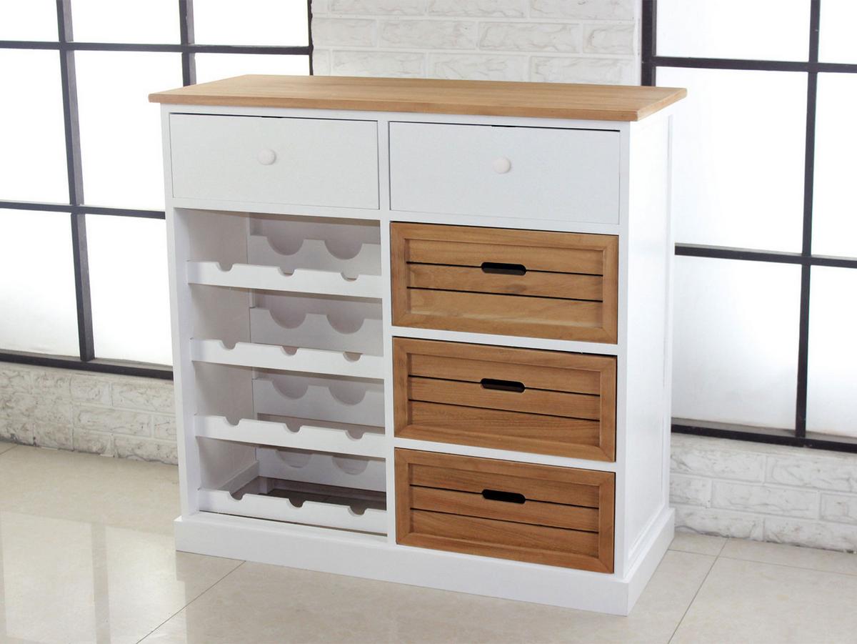 WEINREGAL MIT SCHUBLADEN Weiß, Braun - Weiß/Braun, Holz (87/86/37cm) - MCW