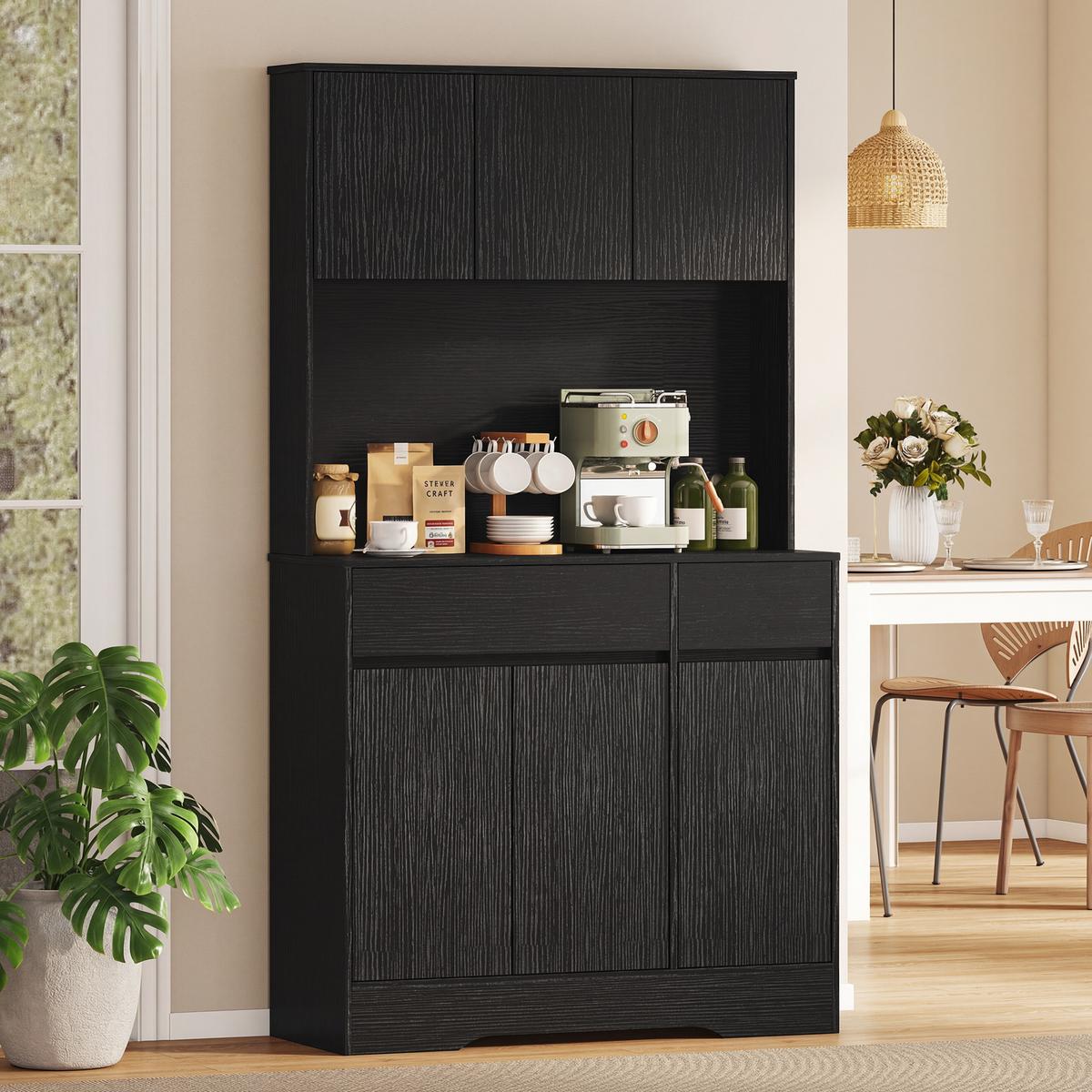 KÜCHENSCHRANK aus Spanplatte MDF 100/38/180 cm Schwarz - Schwarz, Holz/Holzwerkstoff (38/180/100cm) - HOMCOM