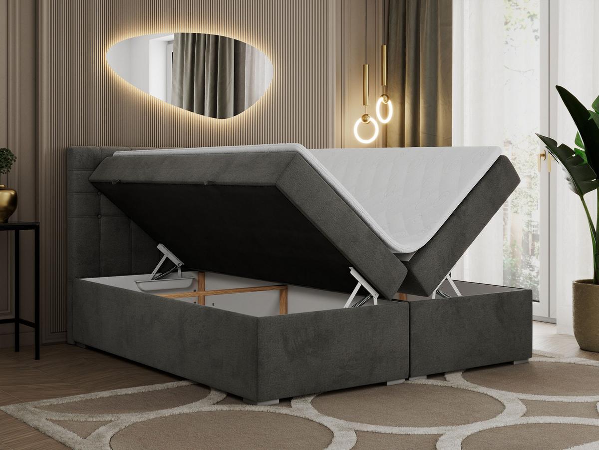 BOXBETT SUSAN 120/200 Dunkelgrau Velvet - H3 - Dunkelgrau, Holz/Textil (120/200cm) - MKS