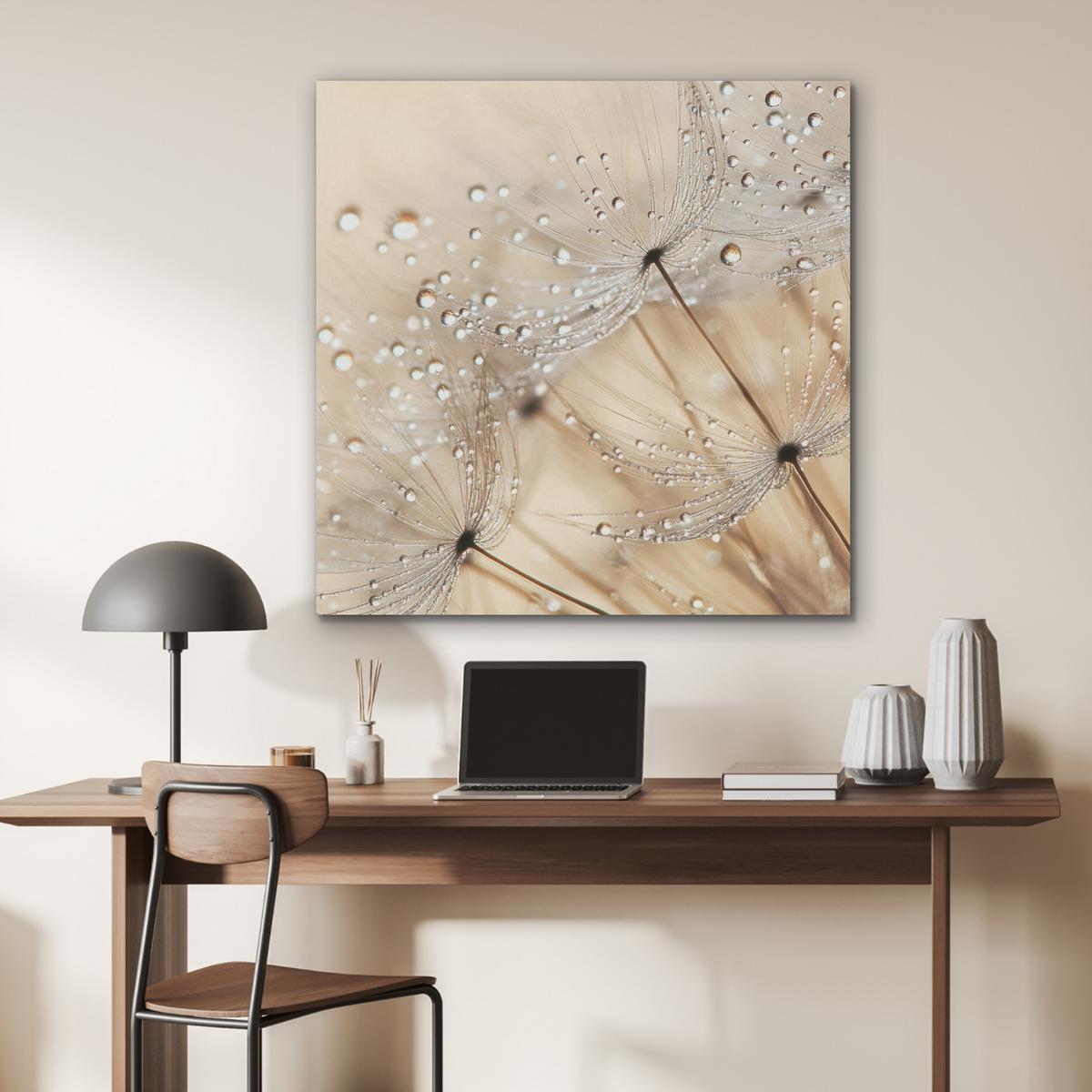 AKUSTIKBILD Löwenzahn - Abstrakt - Natur - Beige Akustikpaneele 90x90 cm - Braun, Kunststoff (90/90/0.9cm) - MuchoWow