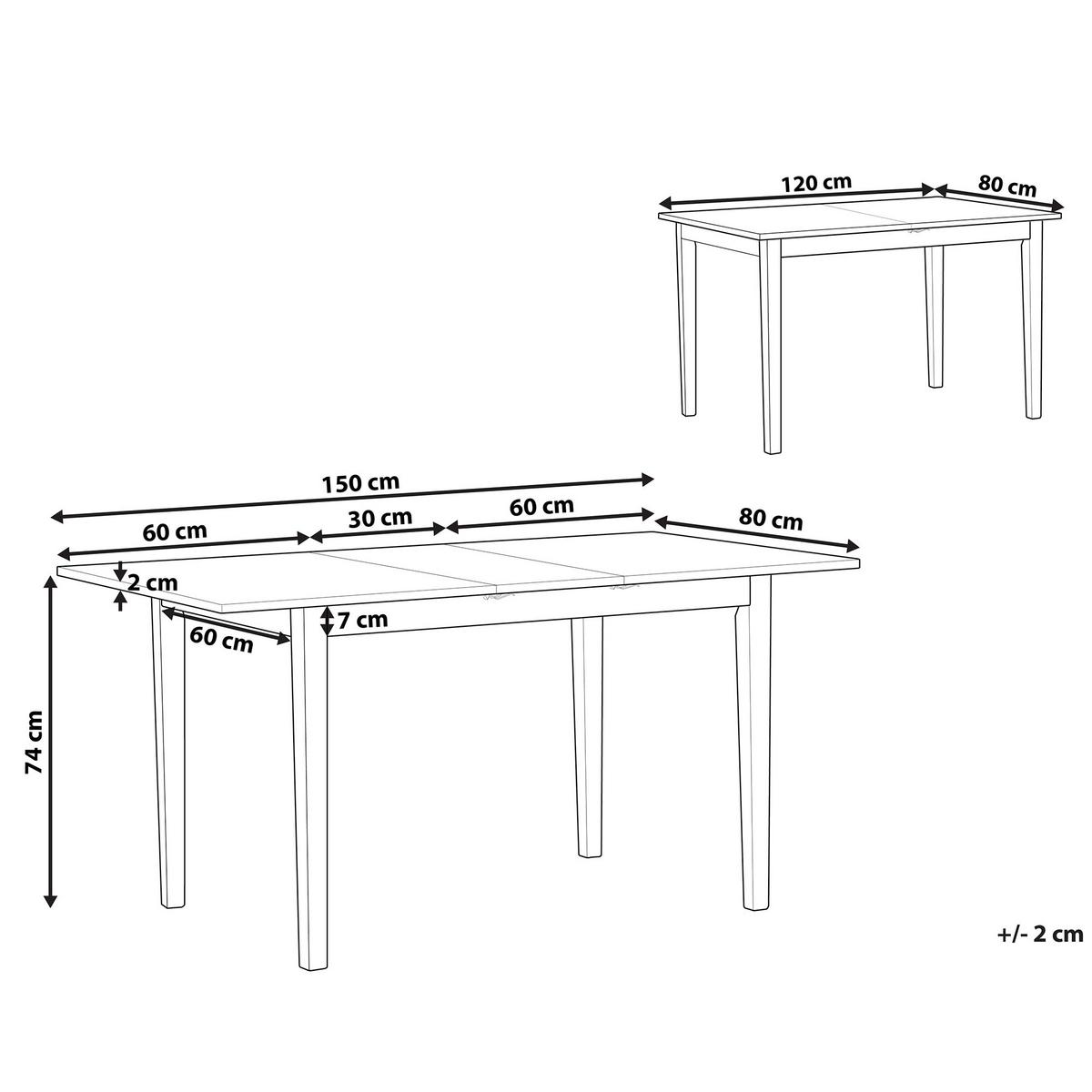 ESSZIMMERTISCH 120-150/80/74 cm Hellbraun, Weiß Rechteckig Houston - Hellbraun, Holz (150/80/74cm) - Beliani