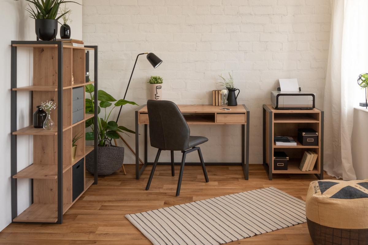 SCHREIBTISCH Artisan Eiche, anthrazit 120 cm, Industrial Design, Laptoptisch mit Schubladen - Anthrazit/Eiche Artisan, Holzwerkstoff (120/60/75cm) - Furn.Design