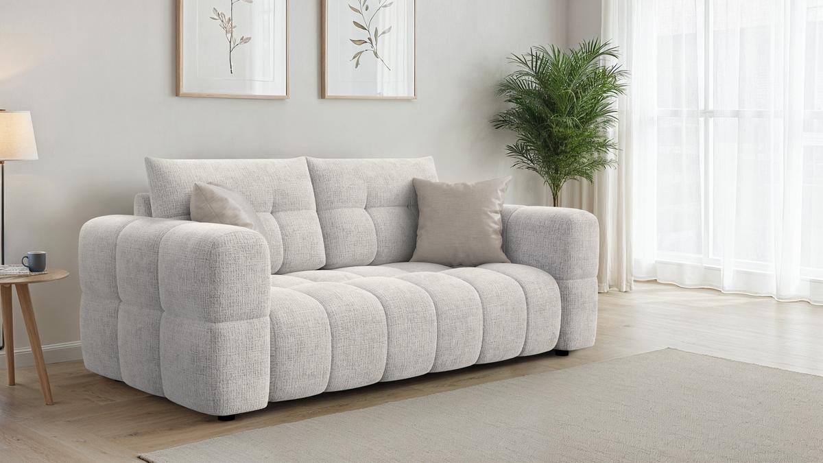 SOFA CLOUDI 2,5-Sitzer, creme - Creme/Schwarz, Holz/Textil (211/89/104cm) - Wozimo