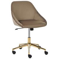 SCHREIBTISCHSTUHL Samtstoff Braun Bardsdale - Braun, Textil (54/77/54cm) - Beliani