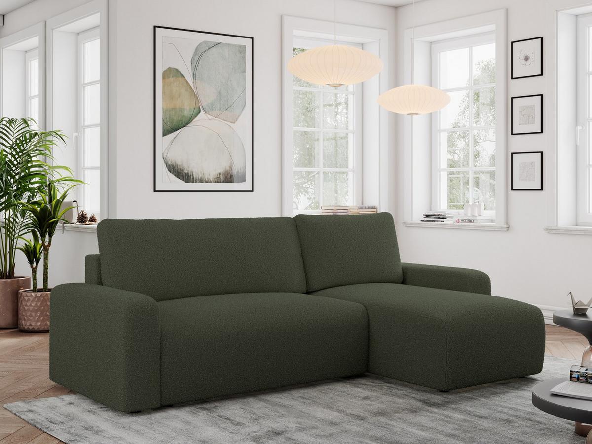 ECKSOFA ARGOS Grün Boucle - Schwarz/Grün, Kunststoff/Textil (245/150cm) - MKS