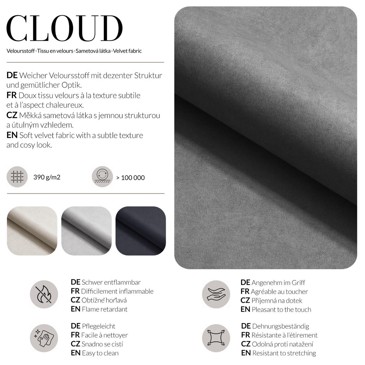 POLSTERBETT Mane, ohne Bettkasten, 160x200 cm, Velours-Stoff, Grau - Grau, Textil (160/200cm) - Beautysofa