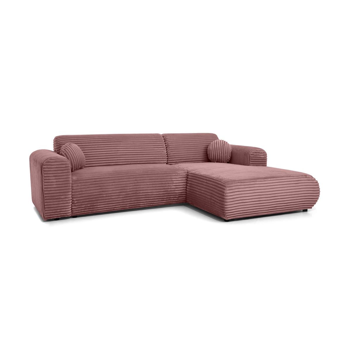 ECKSOFA Puerto, ohne Schlaffunktion, Rosa, rechts - Schwarz/Rosa, Textil (269/170cm) - Beautysofa