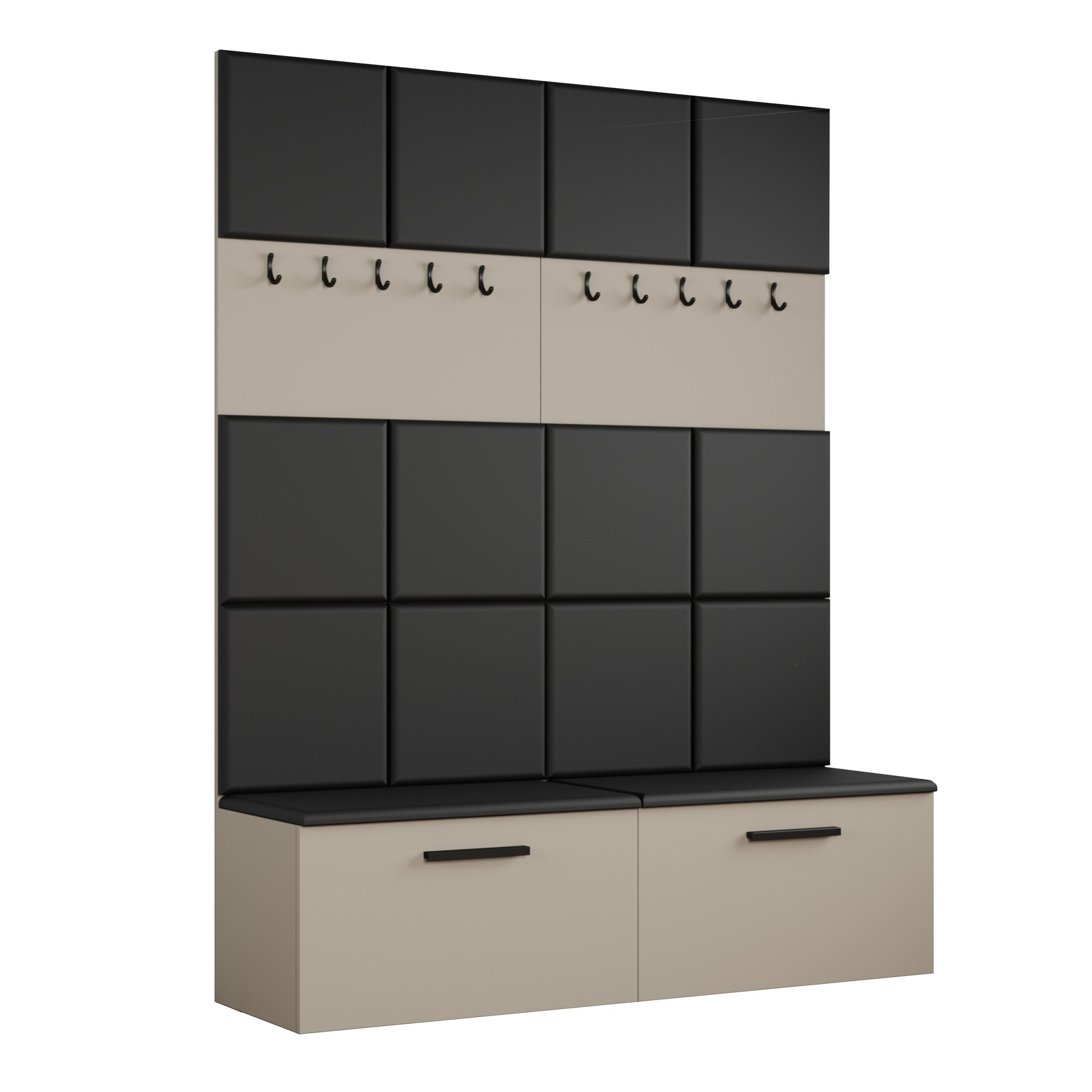 GARDEROBENSCHRANK MODULO 161,2/204/40 cm Modern Garderobe-Set Kaschmir - Kaschmir/Schwarz, Holzwerkstoff (161.2/204/40cm) - MASSENO