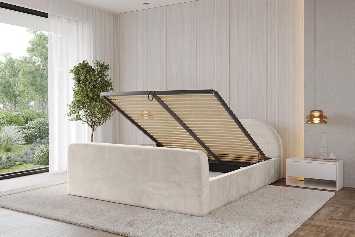 POLSTERBETT mit Bettkasten, Fußteil und Lattenrost, Boxbett mit Matratze H3/H4 - TIVON-Z-V1 180x200 Beige - Beige, Holzwerkstoff/Textil (180/200cm) - ALTDECOR