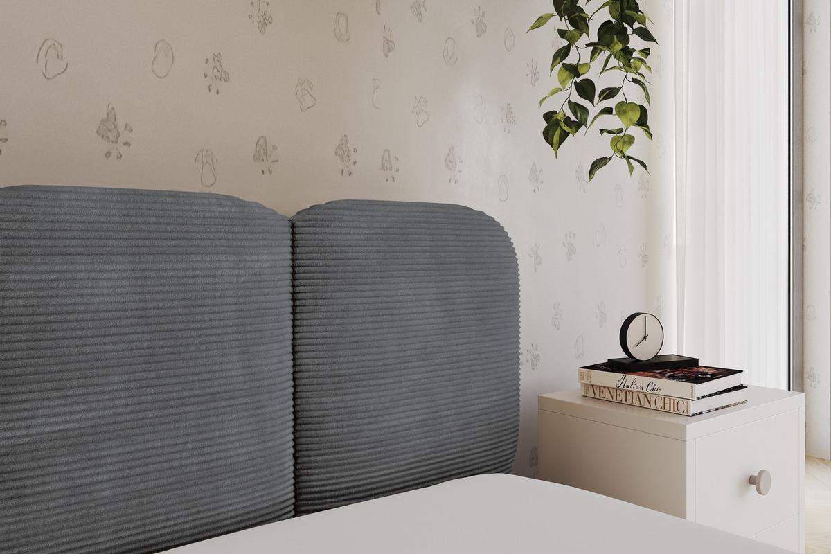 EINZELLBETT Jugendbett mit Bettkasten, Links - AVRY 80x200 Dunkelgrau - Dunkelgrau/Graphitfarben, Holzwerkstoff/Textil (80/200cm) - ALTDECOR