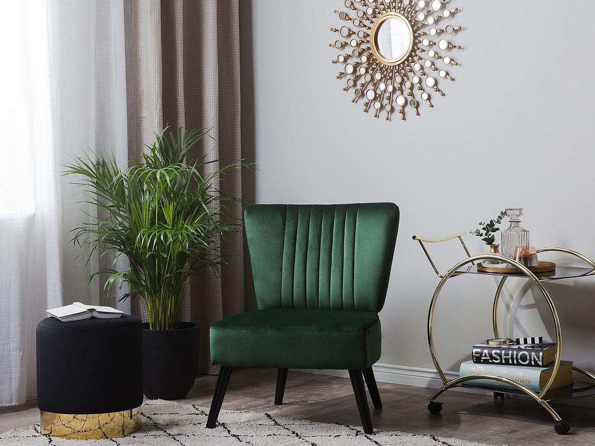 SESSEL Samtstoff Grün Vaasa - Grün, Holz/Textil (61/85/60cm) - Beliani
