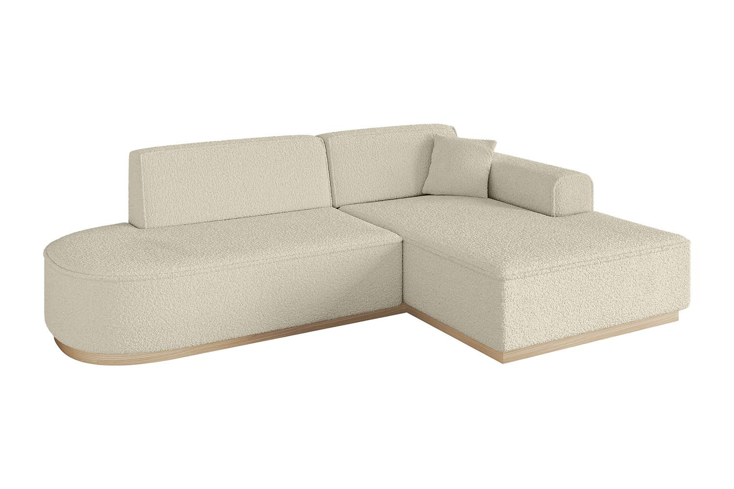 ECKSOFA Ottomane Rechts IREA-L1 - 232x165x80 cm Beige - Hellbraun/Creme, Holzwerkstoff/Textil (232/165cm) - ALTDECOR