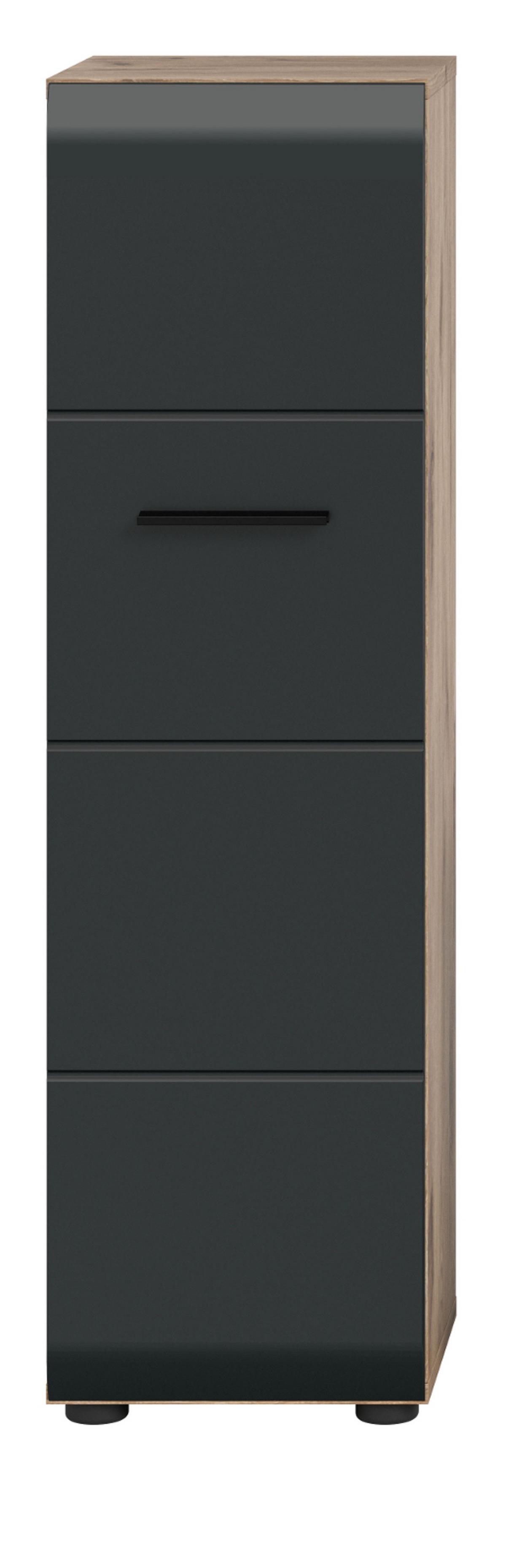 MIDISCHRANK schwarz matt, Eiche, Bad Kommode hängend / stehend 30 cm - Eichefarben/Schwarz, Holzwerkstoff/Kunststoff (30/106/30cm) - Inn.Furn