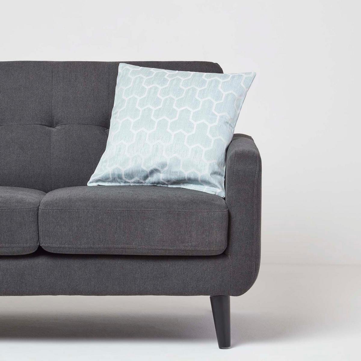 KISSENHÜLLE Jacquard geometrisch 45/45 cm - Blau, Textil (45/45cm) - Homescapes