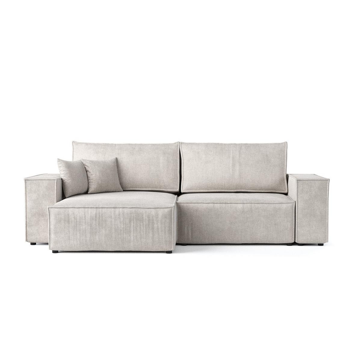 ECKSOFA CAVO mit Schlaffunktion Hellbeige im Wind Stoff - Beige/Schwarz, Holz/Holzwerkstoff (255/148cm) - AltaBeds