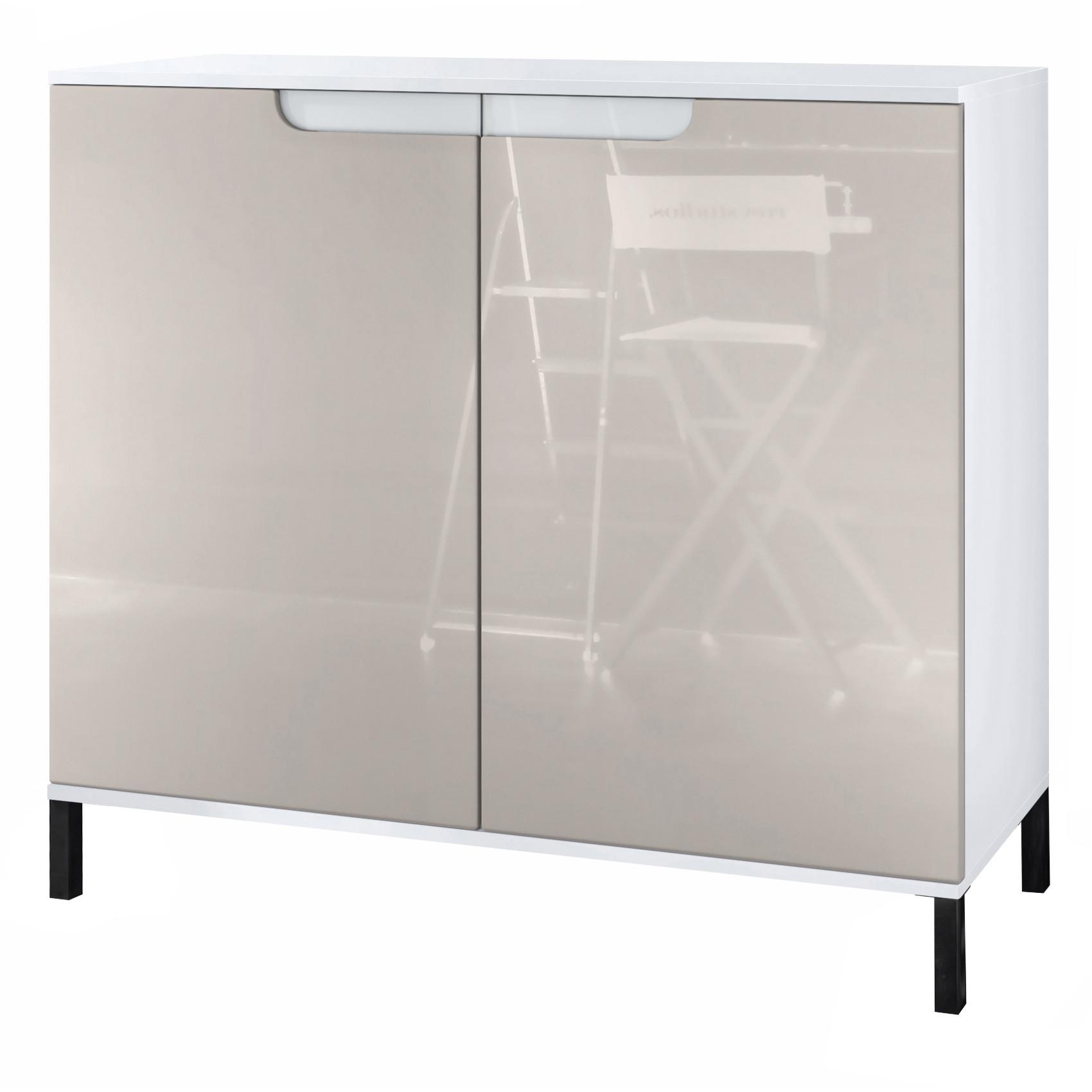 KOMMODE Sylt Sandgrau Hochglanz - Sandfarben, Holzwerkstoff (92.5/83.5/35cm) - Vladon