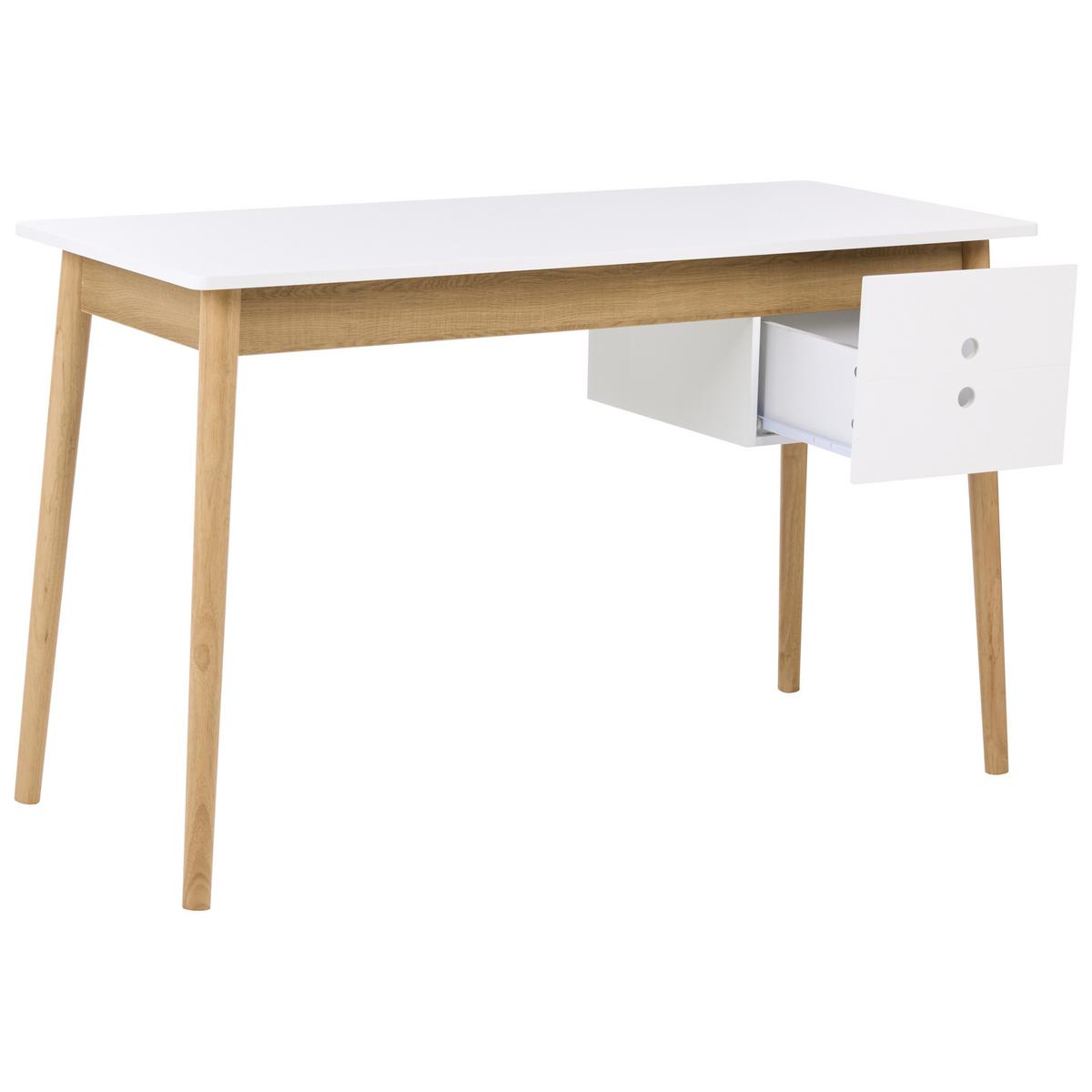 SCHREIBTISCH Hellbraun/Weiß 120/50 cm Fenestra - Hellbraun, Holzwerkstoff (50/120/75cm) - Beliani