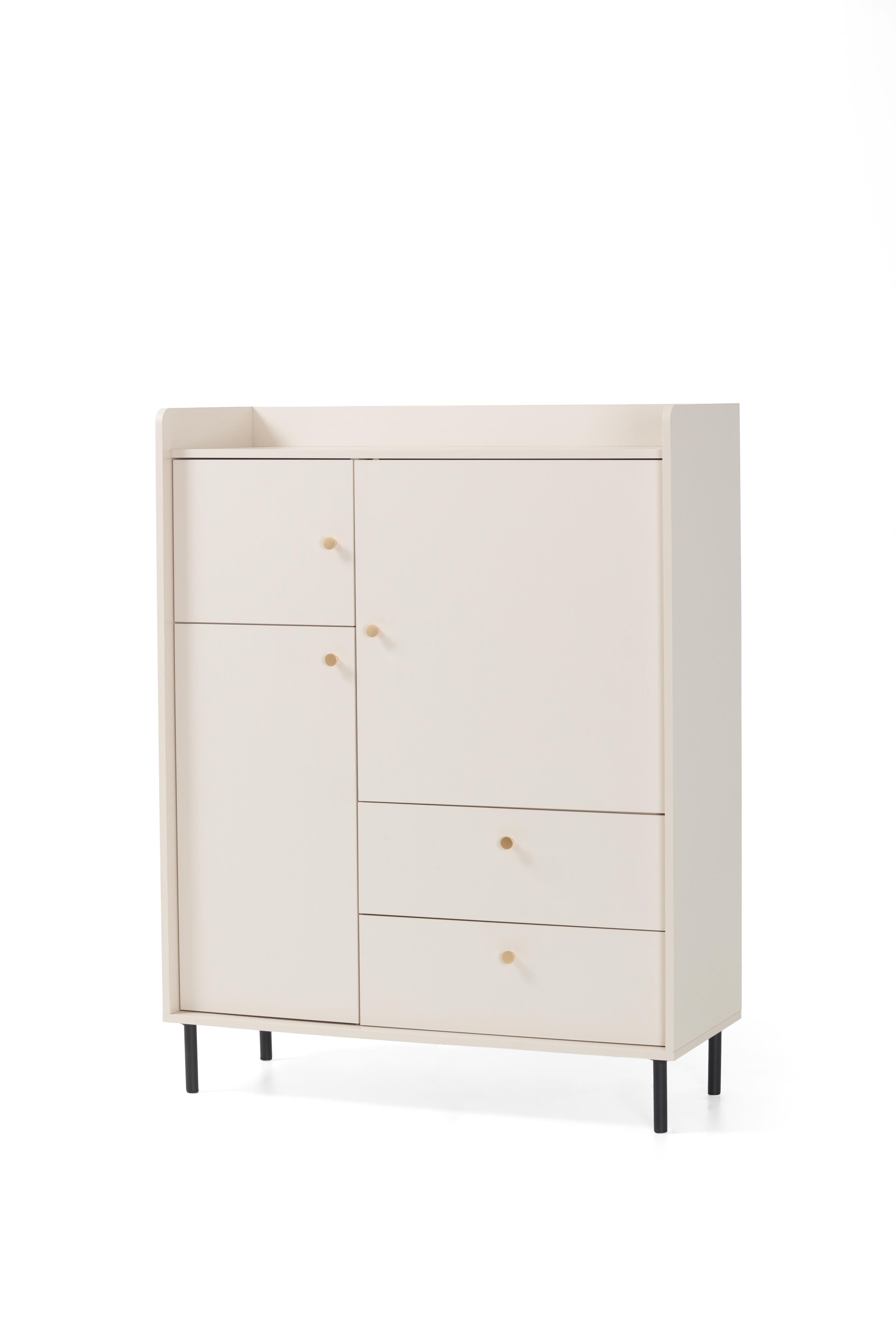 KOMMODE ASTREA 103,5/133/42cm mit 2 Schubladen 2 Türen Beige - Beige, Holzwerkstoff (103.5/133/42cm) - MASSENO