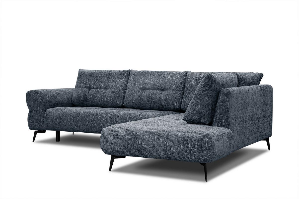 ECKSOFA SALVINI 5-Sitzer, dunkelblau - Schwarz/Dunkelblau, Holzwerkstoff/Textil (292/158cm) - Wozimo