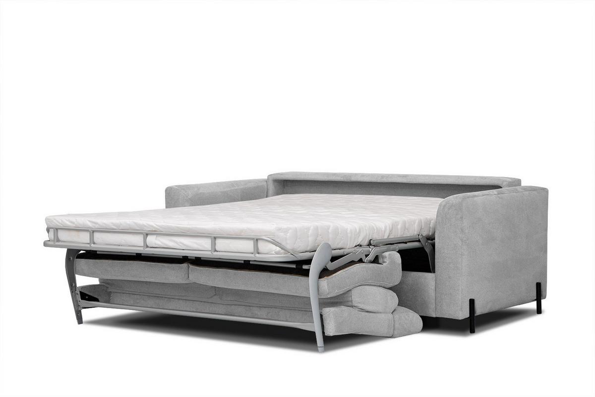 SOFA MEZO 3-Sitzer mit Schlaffunktion, hellgrau - Hellgrau/Schwarz, Holz/Textil (232/90/107cm) - Wozimo