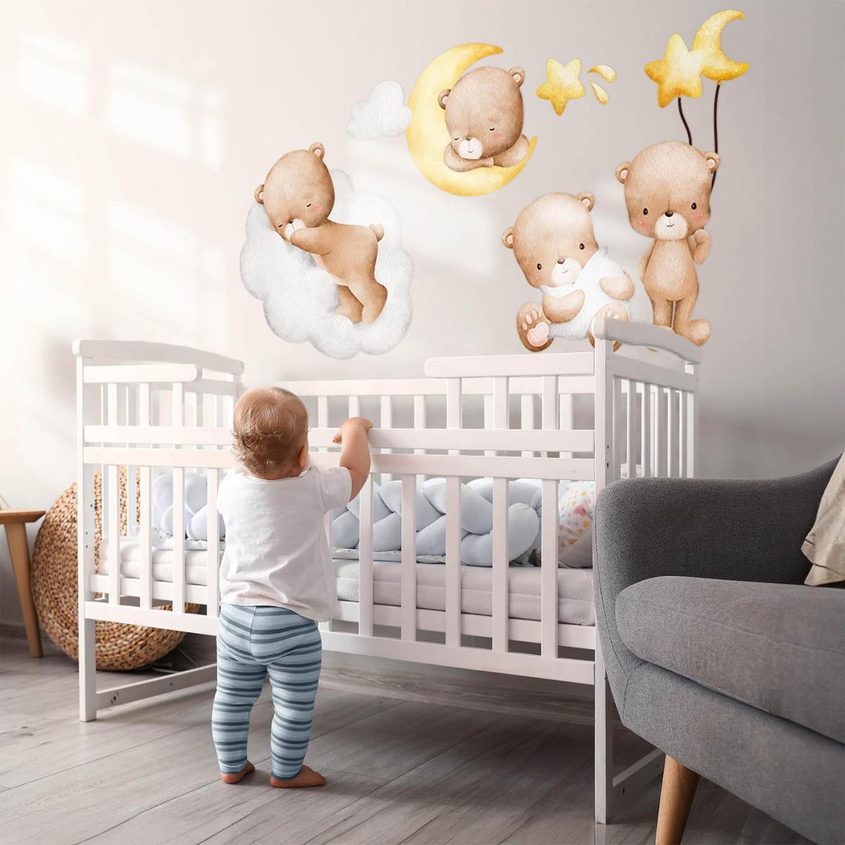 WANDAUFKLEBER 60x95cm - Niedliche Teddybären - Multicolor, Kunststoff (60/95/0.1cm) - Wallfluent