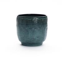 BLUMENTOPF Keramik Graugrün 30x28cm - Dunkelgrün, Keramik (29cm) - Hometopia