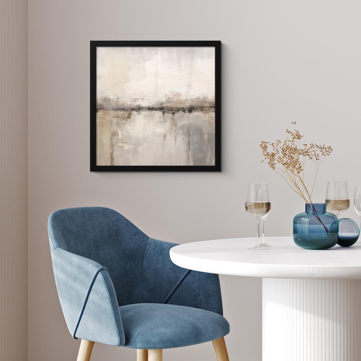 POSTER MIT RAHMENGERAHMTES BILD Moderne Kunst - Abstrakt - Beige 40x40 cm - Beige, Papier (40/40cm) - MuchoWow