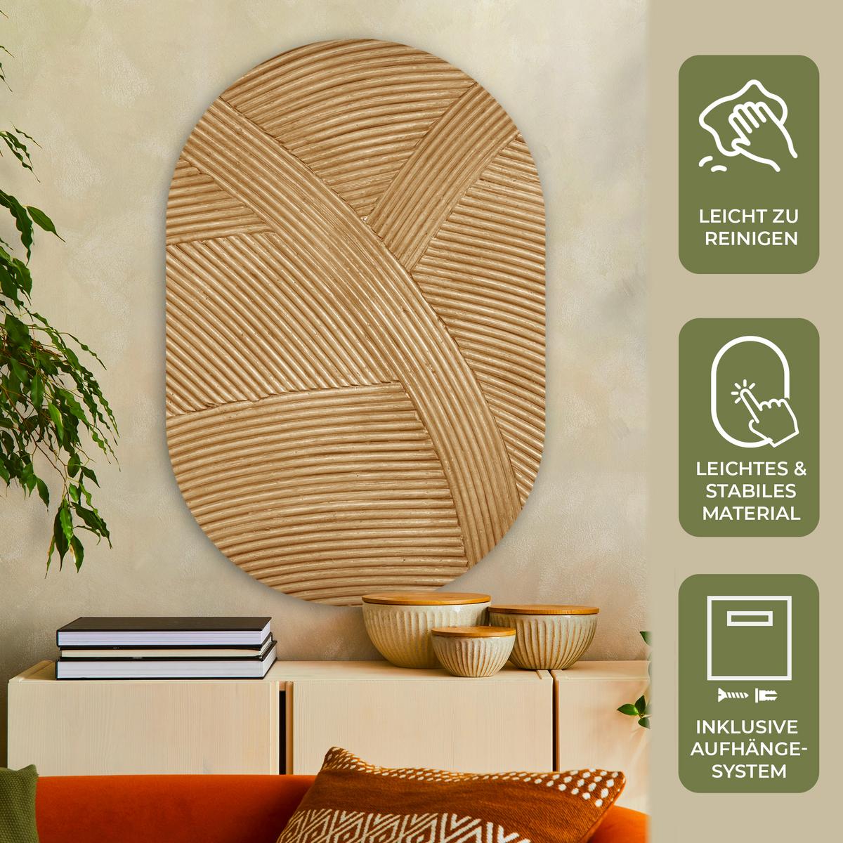 WANDBILD Struktur - Natur - Kunst - Rattan Deko Groß 80x120 cm - Naturfarben, Kunststoff (80/120cm) - MuchoWow
