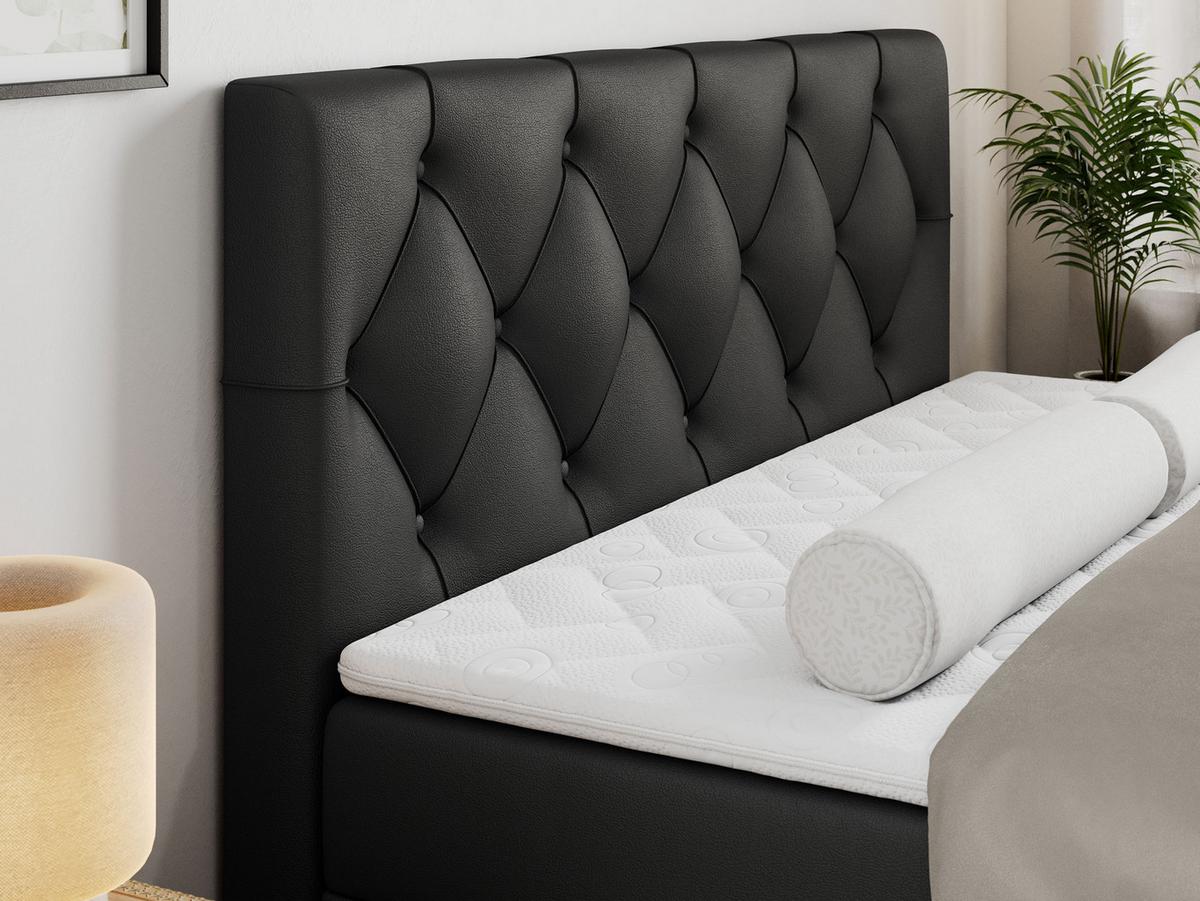 BOXBETT ALDA 120/200 Schwarz Kunstleder - H3 - Schwarz, Holz/Textil (120/200cm) - MKS