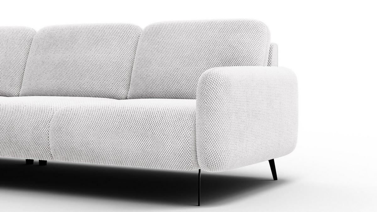 ECKSOFA FEBE 4-Sitzer links, creme - Creme/Schwarz, Holz/Textil (264/157cm) - Wozimo