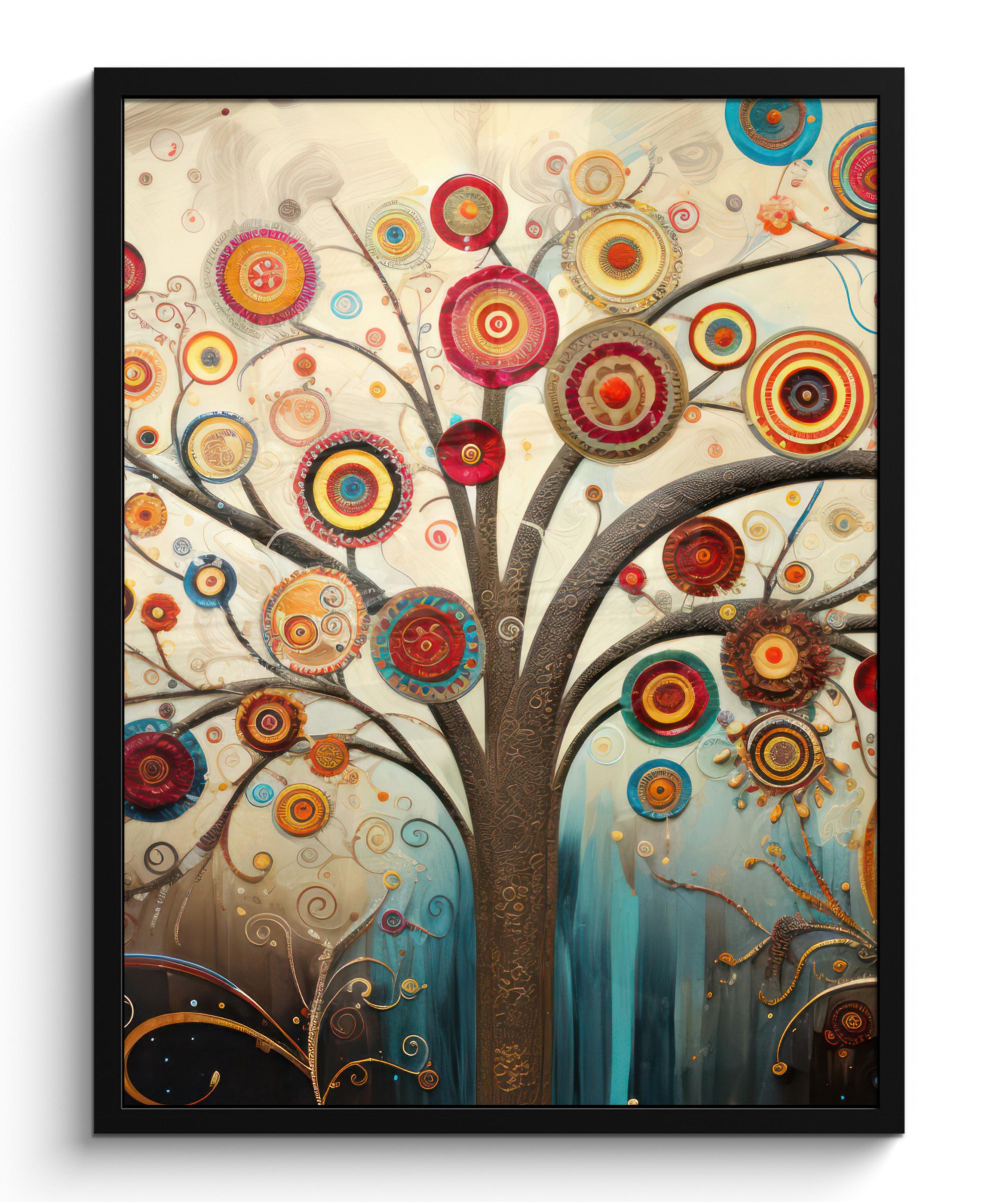 POSTER MIT RAHMENGERAHMTES BILD Baum - Baum des Lebens - Farbe Posterleiste 60x80 cm - Braun, Papier (60/80cm) - MuchoWow