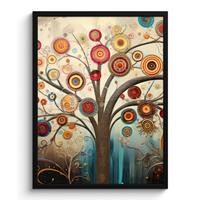 POSTER MIT RAHMENGERAHMTES BILD Baum - Baum des Lebens - Farbe Posterleiste 60x80 cm - Braun, Papier (60/80cm) - MuchoWow