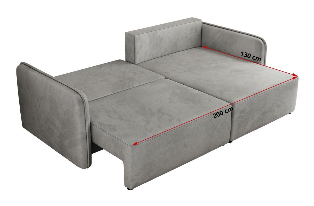 ECKSCHLAFSOFA MESTO L Hellgrau Velvet - rechts - Hellgrau/Schwarz, Kunststoff/Textil (147/227cm) - MKS