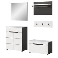GARDEROBEN-SET 5-teilig in weiß, grau 175 cm, Kombination mit Soft-Close, Cooper - Schwarz/Weiß, Glas/Holzwerkstoff (175/190/37cm) - Inn.Furn