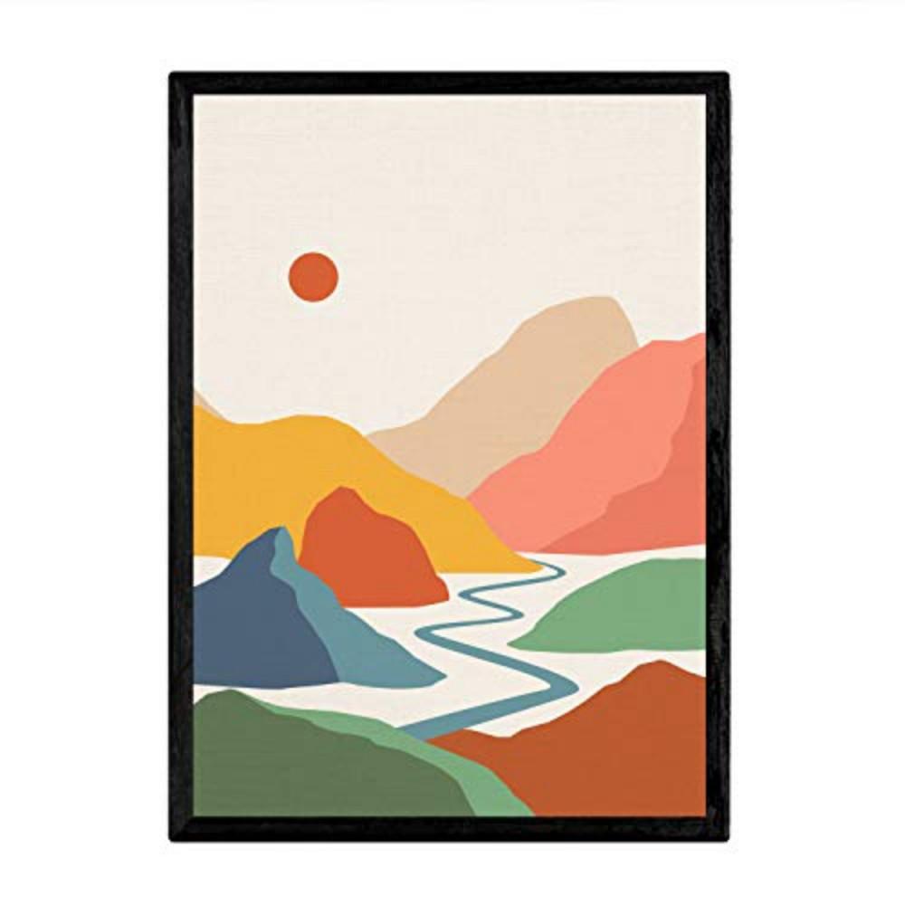 POSTER Rio Und Sol - Berge A3 Schwarzer Rahmen - Schwarz, Papier (29.7/5/42cm) - Nacnic