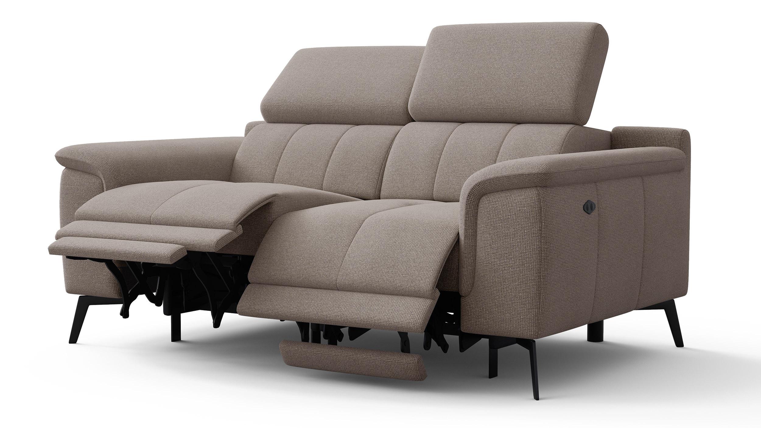 RELAXSOFA FIERO 2-Sitzer mit 2 Relaxfunktionen, taupe - Taupe/Schwarz, Holzwerkstoff/Textil (170/82/103cm) - Wozimo