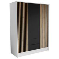 DREHTÜRENSCHRANK PELOR 150,5/200/51 cm Modern Kleiderschrank 3-türig Weiß - Schwarz/Weiß, Holzwerkstoff (150.5/200/51cm) - MASSENO