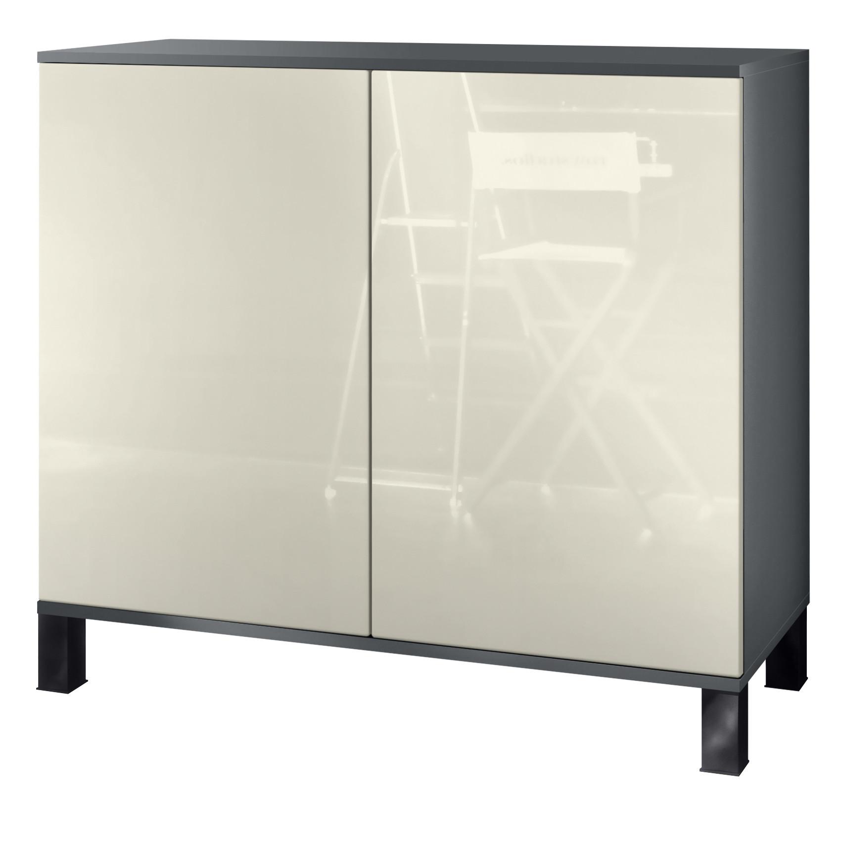 KOMMODE Skadu Creme Hochglanz - Creme, Holzwerkstoff (92.5/84.5/35cm) - Vladon