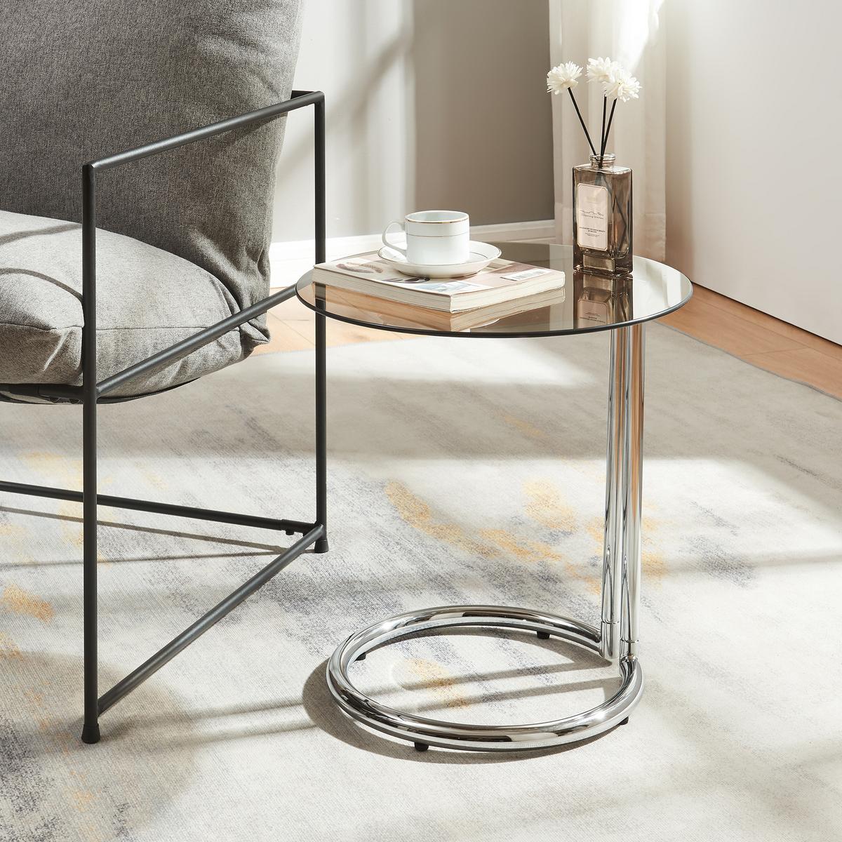 BEISTELLTISCH Ylivieska - Chromfarben/Bronzefarben, Glas/Metall (44.5/44.5/46cm) - [en.casa]