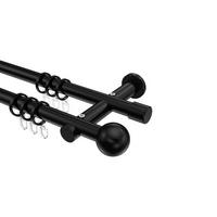 GARDINENSTANGE Platon Luino 360 cm (geteilt in 2 x 180 cm), 2-läufig, 20 mm Ø Schwarz - Schwarz, Metall (360cm) - INTERDECO