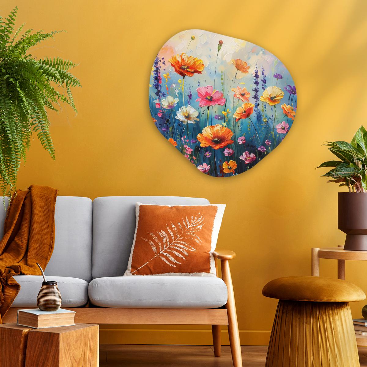WANDBILD Blumen - Natur - Aquarell - Kunst Wandbild 60x60 cm - Multicolor, Kunststoff (60/60cm) - MuchoWow