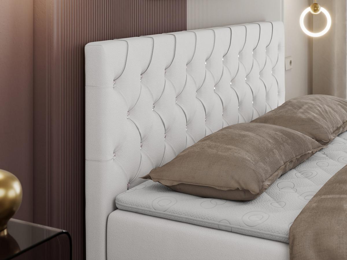 BOXBETT ROMA 120/200 - Weiß Kunstleder - H3 - Weiß, Holz/Textil (120/200cm)