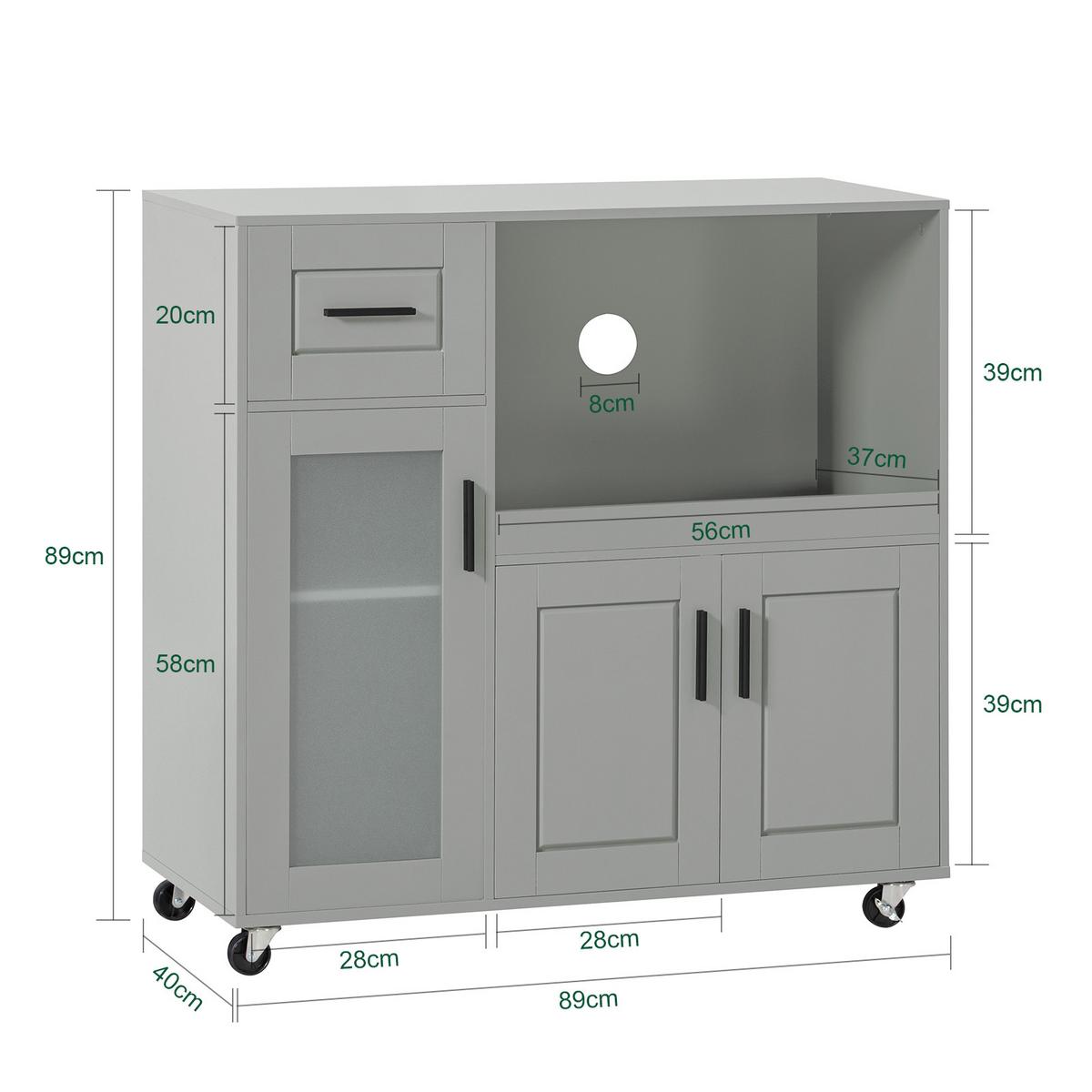MIKROWELLENSCHRANK Grau - Grau, Holzwerkstoff (89/89/40cm) - SoBuy