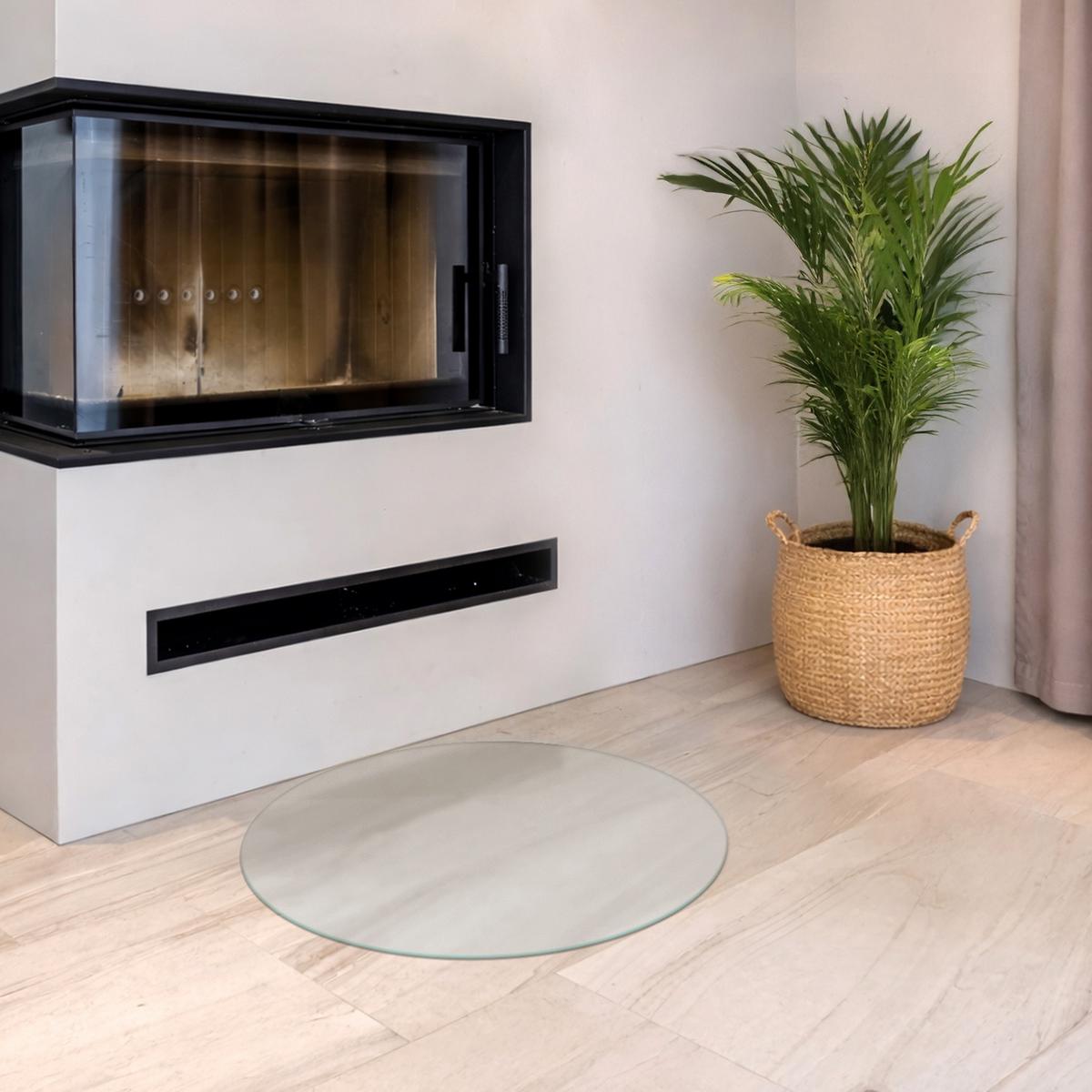 GLASBODENPLATTE für Kaminofen Ø60 cm – Milchglas Optik - Transparent, Glas (60/70/0.4cm) - TULUP