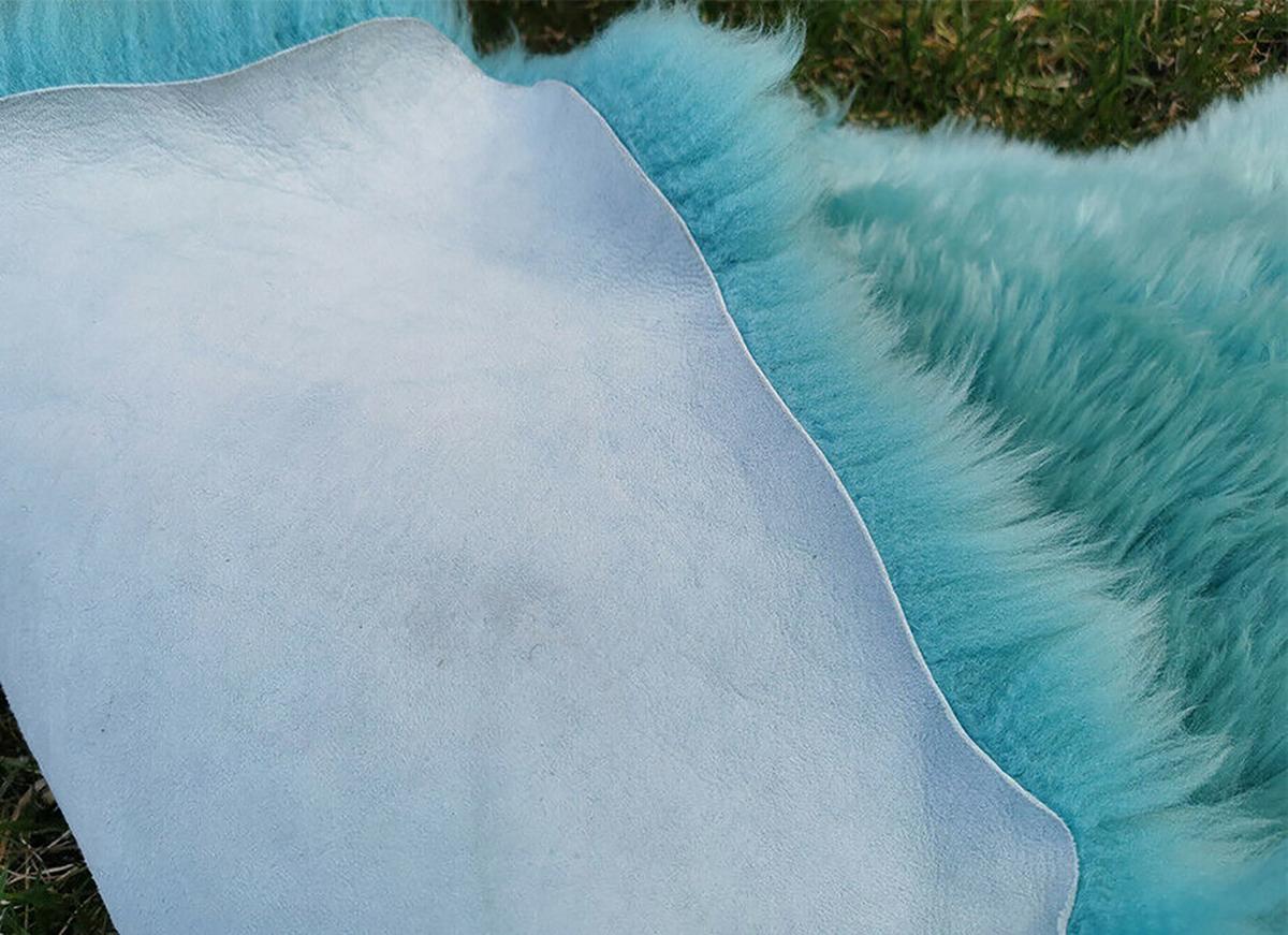 FELL Öko Lammfell Schaffell Türkis Hellblau ca. 110 cm - Türkis/Hellblau, Fell (60/110cm) - Provellus
