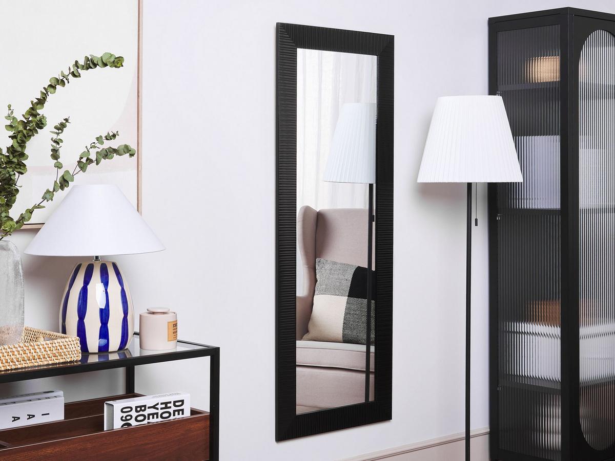 WANDSPIEGEL schwarz rechteckig 50/130 cm Draveil - Schwarz, Kunststoff (50/130/2cm) - Beliani