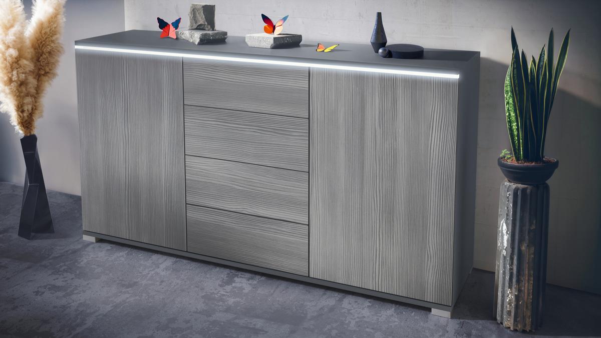 SIDEBOARD Faro Avola-Anthrazit - Grau, Holzwerkstoff (138.5/75.5/35cm) - Vladon